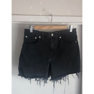 Madewell High Rise Denim Shorts‎ Black Frayed Hem Womens Size 29